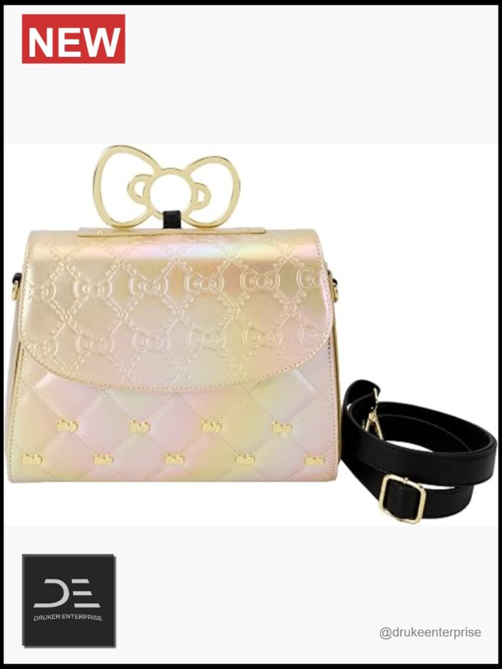 Metallic Vegan Leather Crossbody Bag with Adjustable Strap